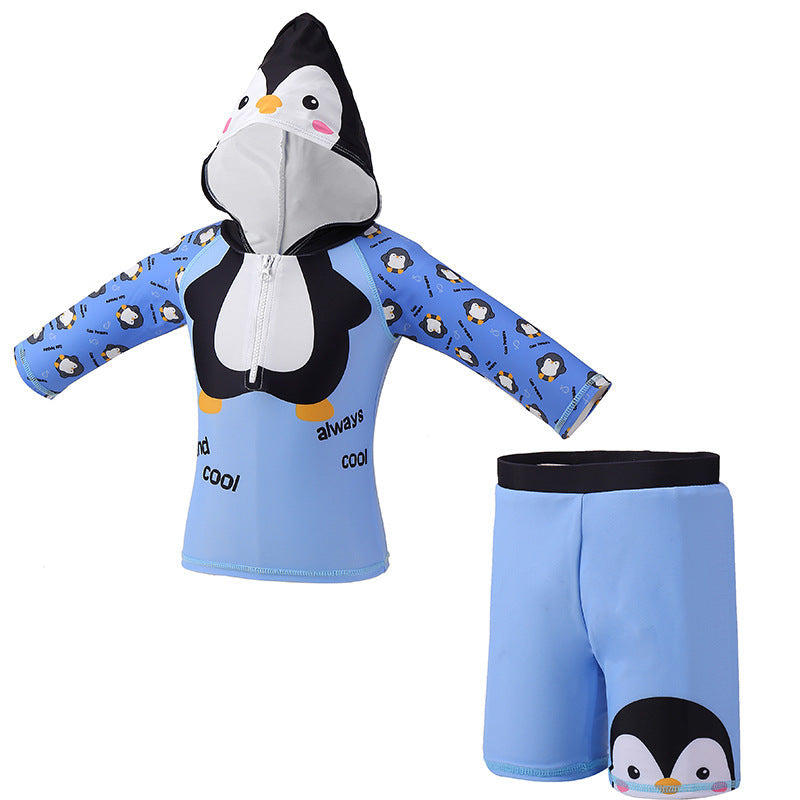 Cartoon Long Sleeve Penguin Hat Romper Wholesale Toddler Boy Swimwear - PrettyKid