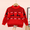 Christmas Polka Dot Elk Print Toddler Girl Knit Sweater - PrettyKid