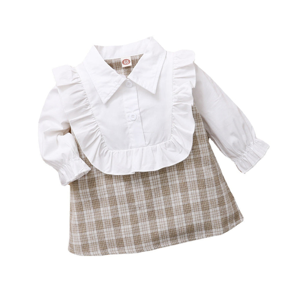 Checked Dress With Ruffles Lace Romper Dress Baby - PrettyKid