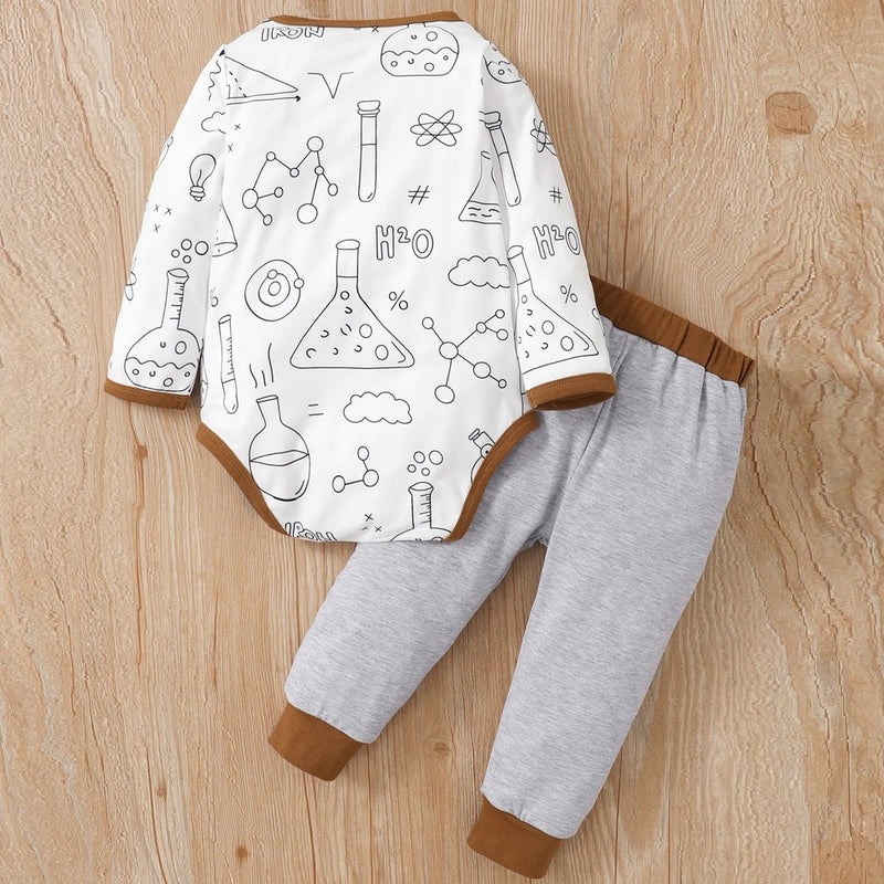 Animal Geometric Print Bodysuit And Pants Wholesale Baby Clothes Sets - PrettyKid