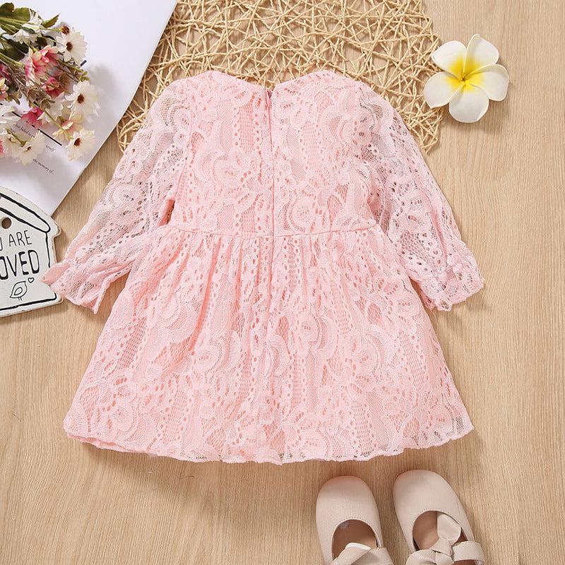 Baby Girl Floral Lace Print Wholesale Baby Dresses - PrettyKid
