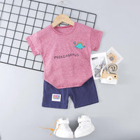 Baby Boy Alphabet & Dinosaur T-Shirt And Shorts Baby Boy Tracksuit Set - PrettyKid