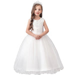 Long Girl Party Dress White Flower Girl Wedding Dress - PrettyKid