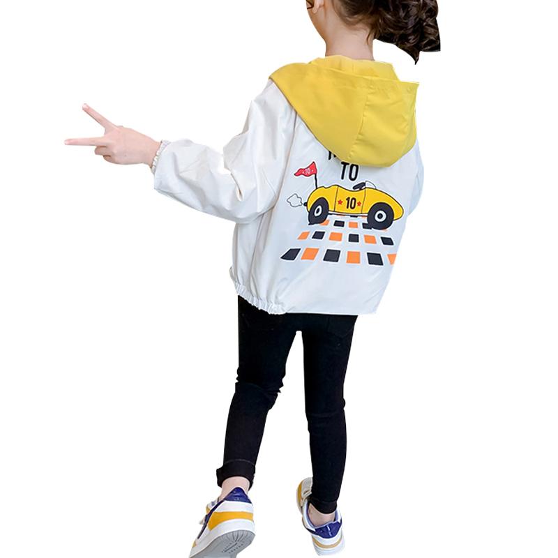 kids designer wholesale Kid Girl Printing Small Car Pattern Long Sleeve Trench Coat - PrettyKid