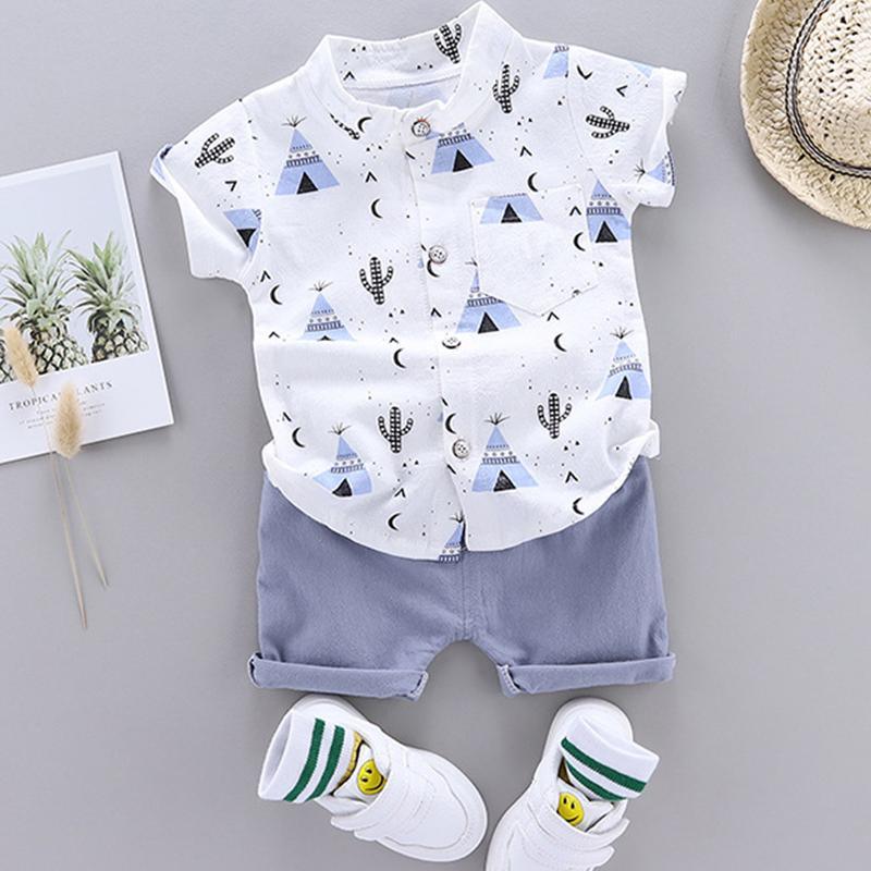 Pyramid Print Short-sleeve Shirt and Pants Set (No shoes) Wholesale children's clothing - PrettyKid