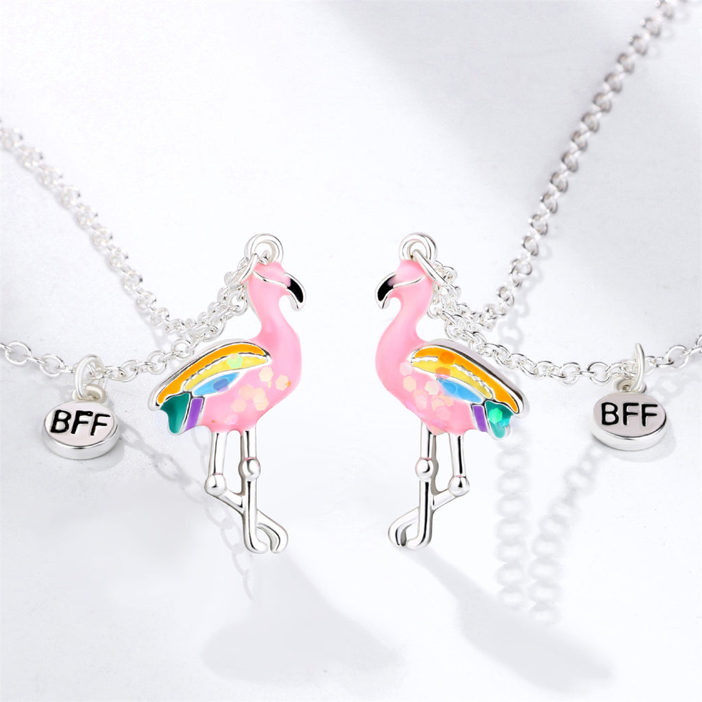 Wholesale 2 Pcs Colorful Flamingos Children's Necklace in Bulk - PrettyKid