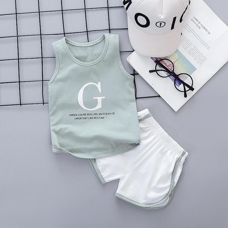 2-piece Letter Pattern Vest & Shorts for Children Boy - PrettyKid