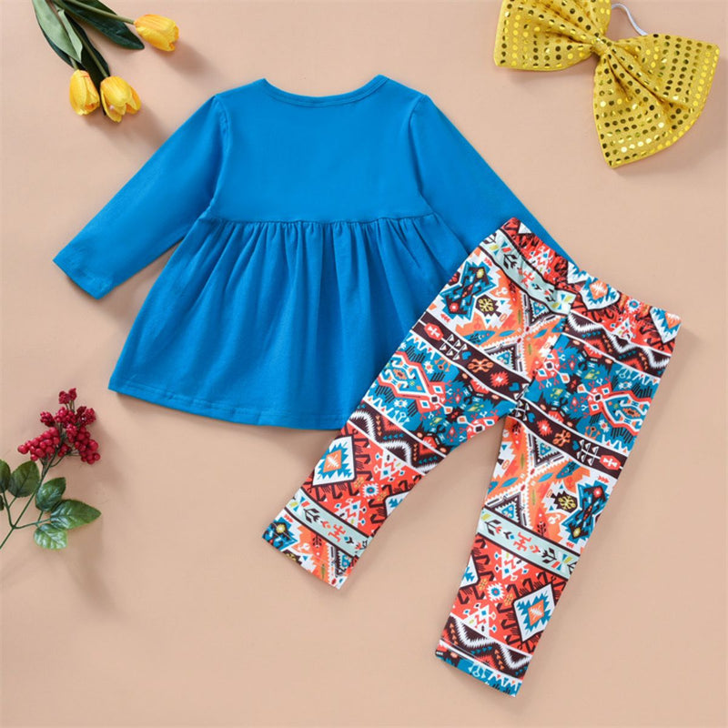 Wholesale Toddler Girl Thanksgiving Day Solid Top & Boho Pants Blouse Set in Bulk - PrettyKid