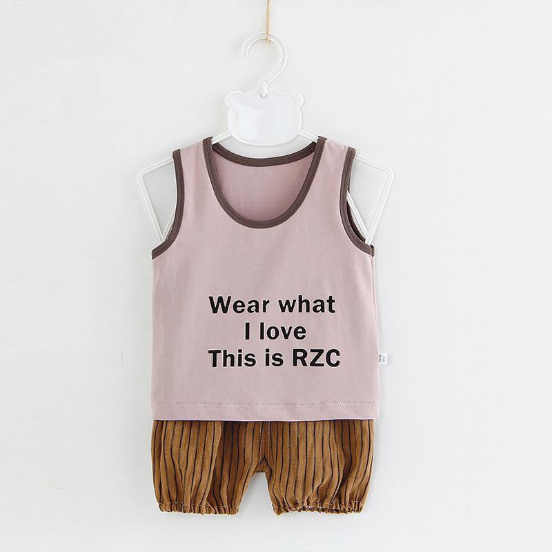 Toddler Boy Letter Print Vest & Striped Shorts - PrettyKid