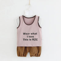 Toddler Boy Letter Print Vest & Striped Shorts - PrettyKid