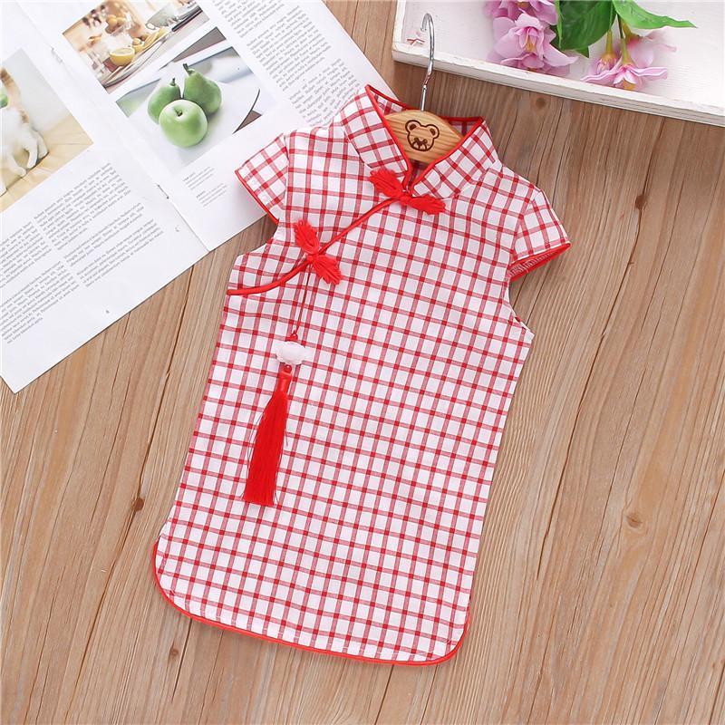 New Born Girl Red Plaid Eleguard Vintage Dress - PrettyKid