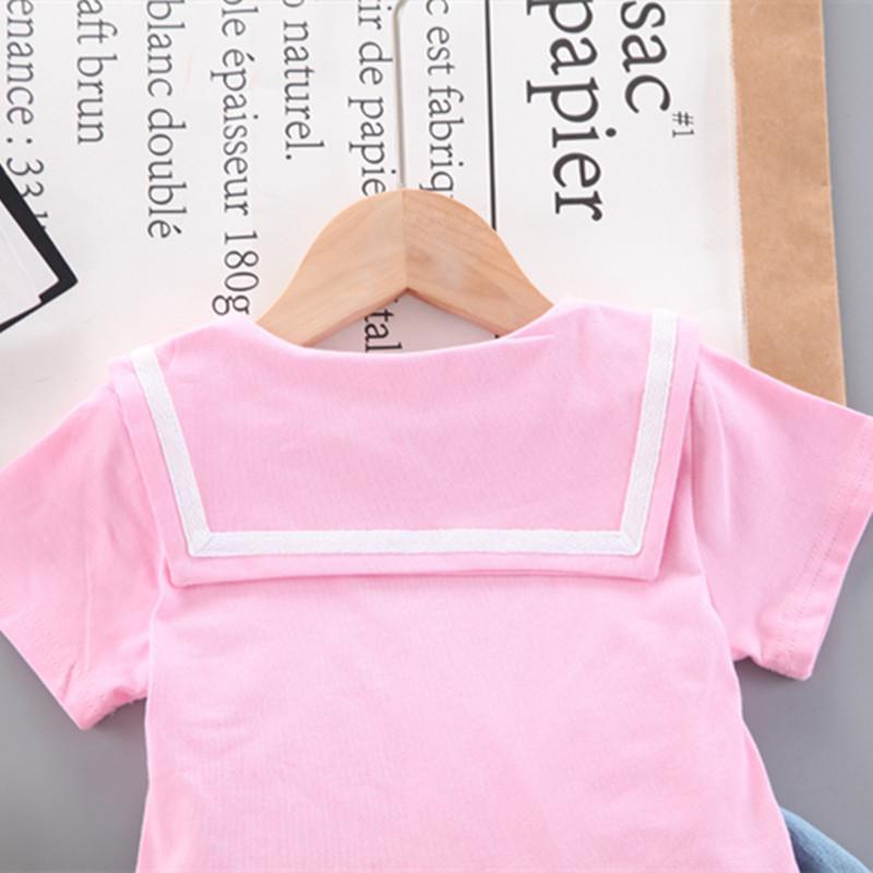 Toddler Girl Letter T-shirt & Solid Color Shorts Wholesale Children's Clothing - PrettyKid