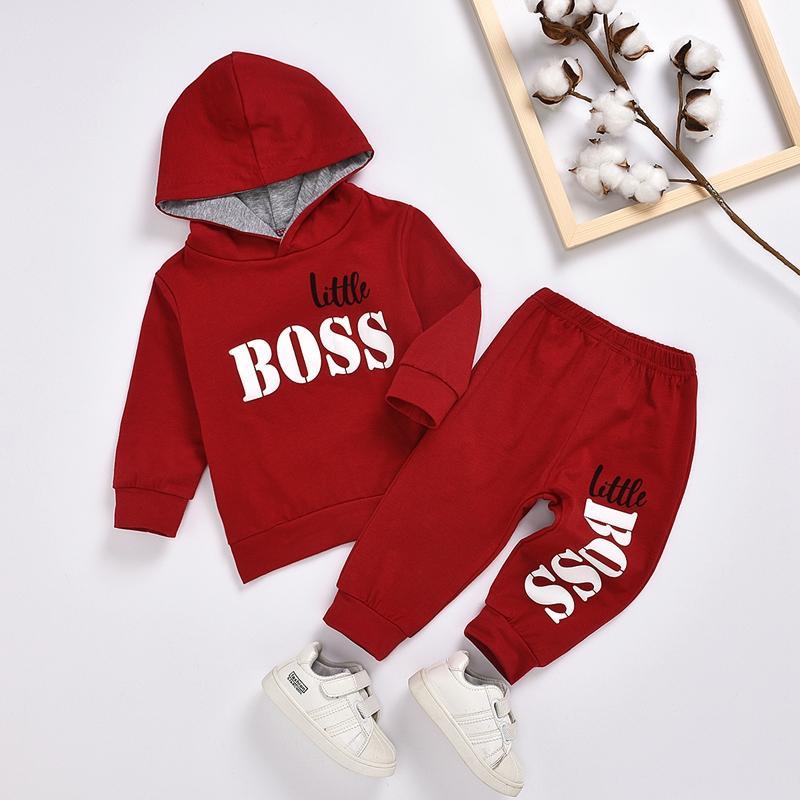 2-piece Letter Pattern Hoodie & Pants for Children Boy - PrettyKid