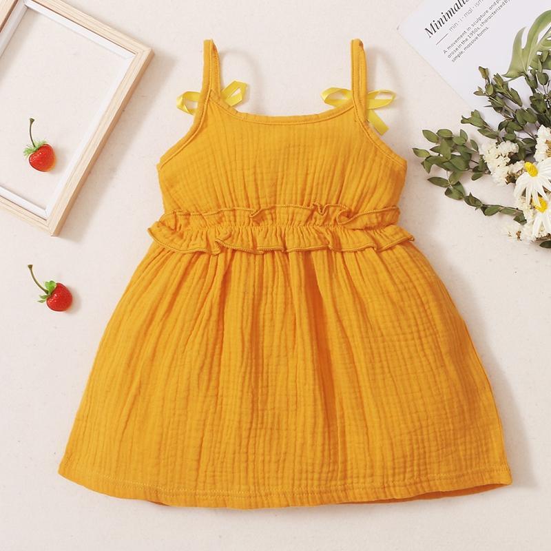 Toddler Girl Solid Pattern Summer Cotton linen sling skirt Wholesale Children's Clothing - PrettyKid