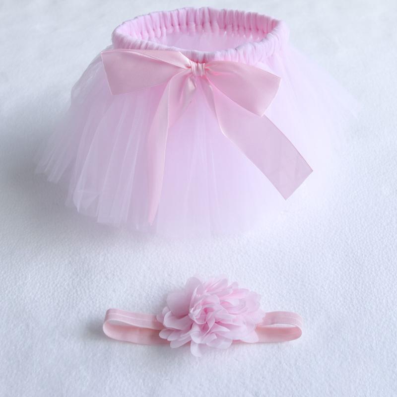 2-Piece Solid Bow Decor Tutu Skirt and Headband Wholesale children's clothing - PrettyKid