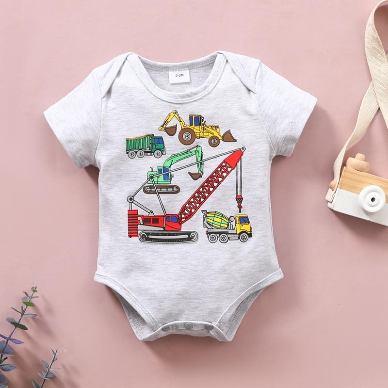 Baby Boy Construction Machinery Pattern Bodysuit Wholesale Children's Clothing - PrettyKid