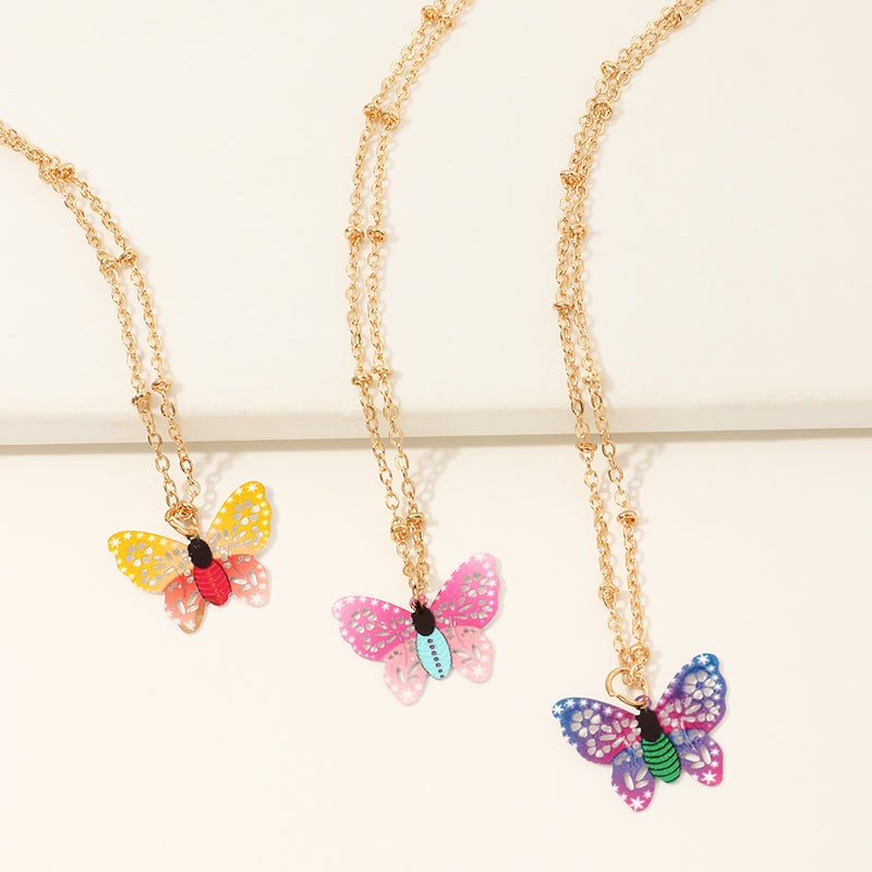 Kid Girl 3pcs Butterfly Decor Children's Necklace - PrettyKid