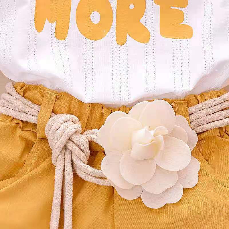 Grow Girl Ruffle Sleeve Top & Floral Belt Shorts - PrettyKid