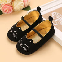 Baby Girl Cartoon Cat Pattern Elastic Band Shoes - PrettyKid