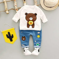 2-piece Bear Pattern Sweatshirts & Pants for Children Boy - PrettyKid