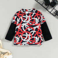 Toddler Kids Geometric Printing Long Sleeve Shirt Trousers Set - PrettyKid