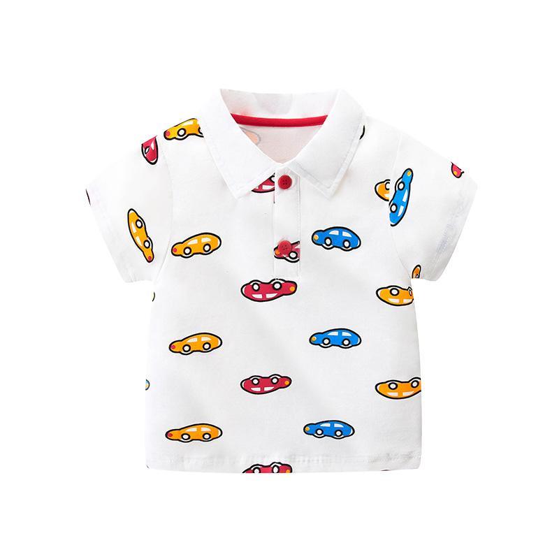 Toddler Boy Polo Neck Car Pattern Top Wholesale Children's Clothing - PrettyKid