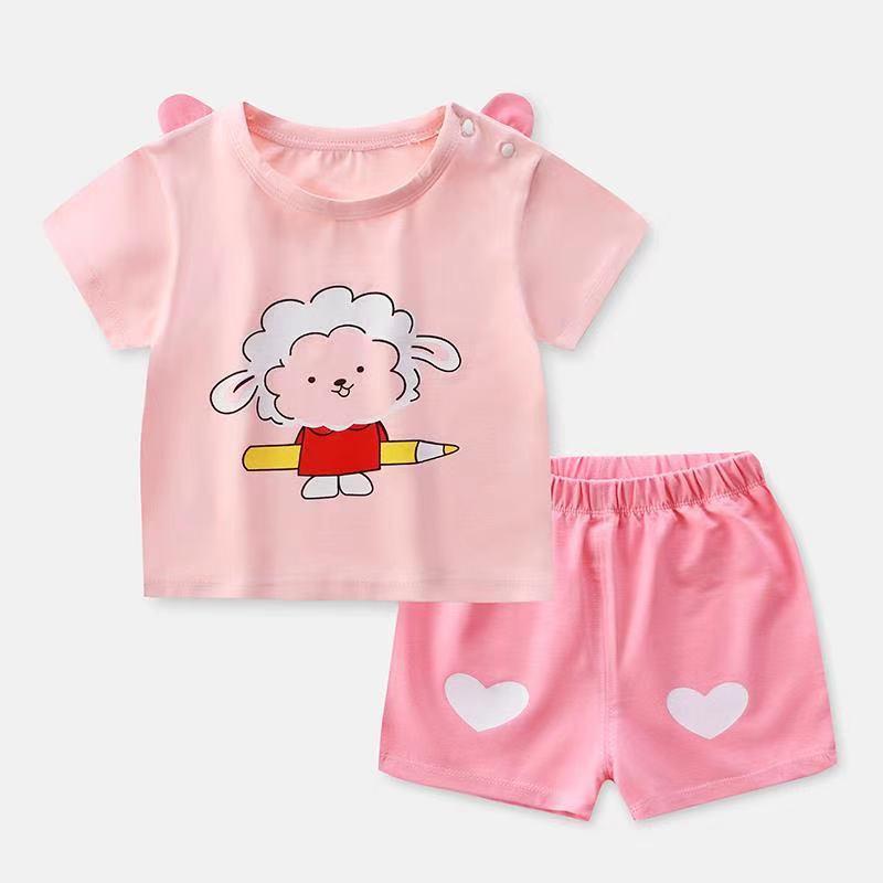 Toddler Boy Cartoon Lion Pattern Pajama Top & Shorts - PrettyKid