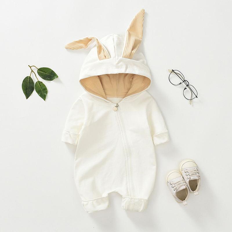 Long-Sleeve Solid 3D Design Rabbit Ear Jumpsuit - PrettyKid