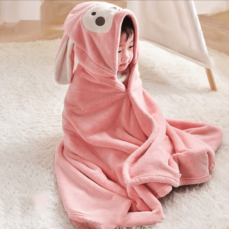 Baby Coral Fleece Cartoon Shape Hooded Cloak Bath Towel Children's Bathrobe - PrettyKid