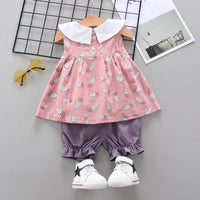 Toddler Girl Carrot Pattern Doll Collar Top & Shorts Wholesale Children's Clothing - PrettyKid