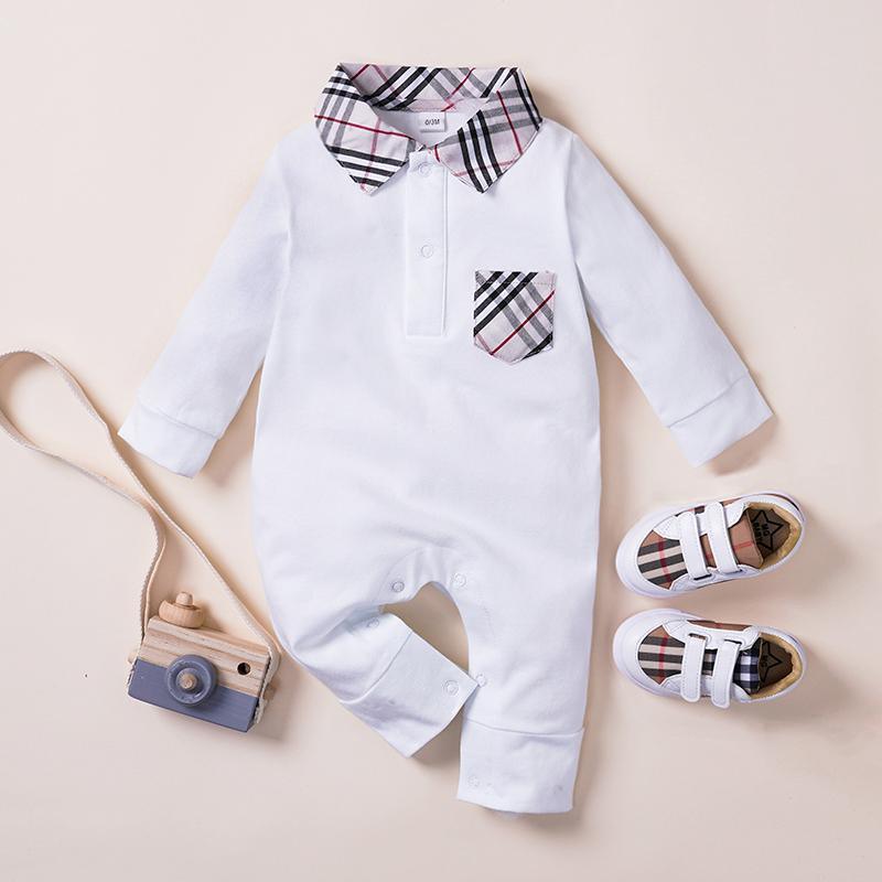 Casual Plaid Lapel Collar Jumpsuit for Baby Children's clothing wholesale - PrettyKid