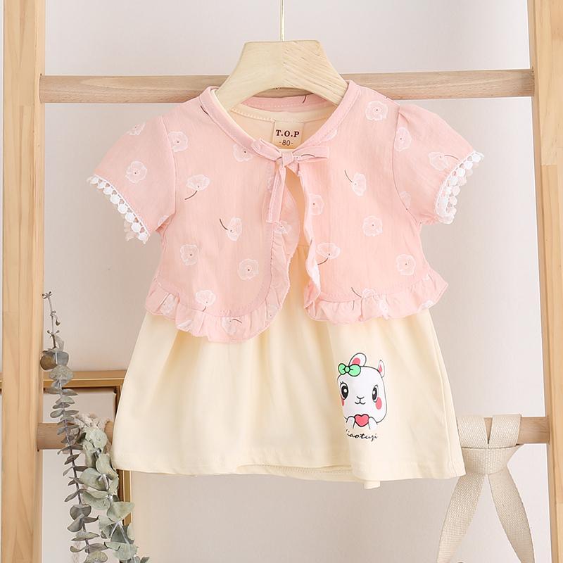 2-piece Cartoon Bunny Dress Set for Toddler Girl - PrettyKid