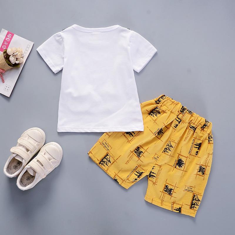 2-piece Bow Decor T-shirt & Shorts for Toddler Boy Wholesale children's clothing - PrettyKid