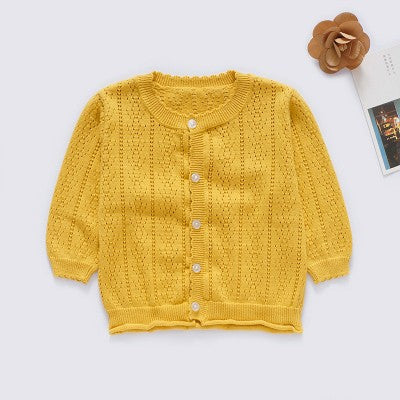 Baby Girls Solid Color Hollow Knit Cardigan Boutique Baby Clothes - PrettyKid