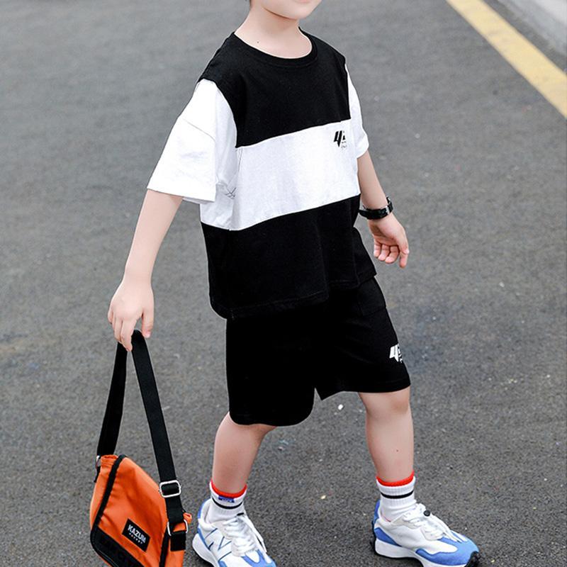 Boy Sporty Color-block T-shirt & Shorts - PrettyKid