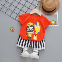 2-piece Cartoon Design T-shirt & Shorts for Children Boy - PrettyKid