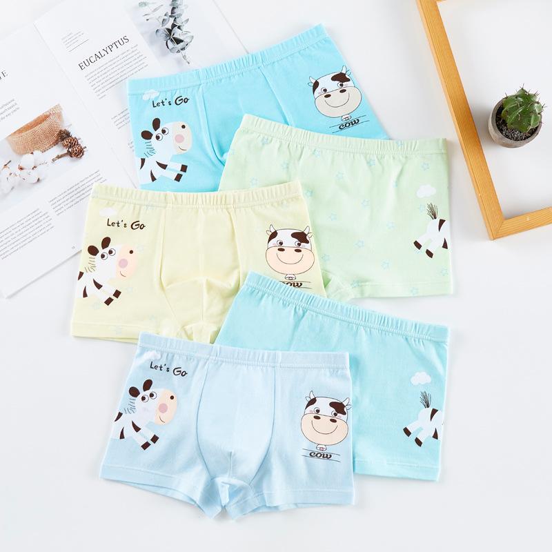 Toddler Boy 5pcs Cow Pattern Panties Children's Clothing - PrettyKid