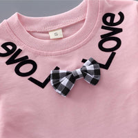 2pcs Fashion Color-block Plaid Love Print Pullover and Pants Children's Clothing - PrettyKid