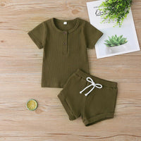 2-piece Solid T-shirt & Shorts for Baby - PrettyKid