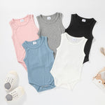 Baby Solid Color Sleeveless Ribbed Bodysuit - PrettyKid