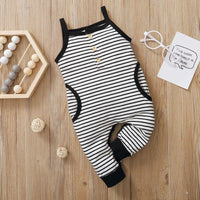 New Born Baby Striped Cami Jumpsuit - PrettyKid