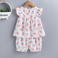 2-piece Strawberry Printed Blouse & Pants for Toddler Girl - PrettyKid