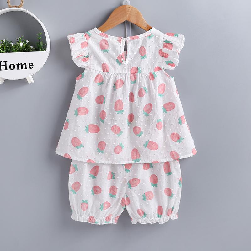 2-piece Strawberry Printed Blouse & Pants for Toddler Girl - PrettyKid