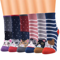 Women 10-Pairs Cat Striped Color Block Socks Sets Accessories Wholesale - PrettyKid