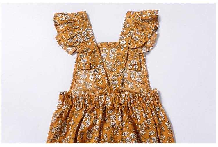 Baby Girls Summer Sleeveless Pastoral Vintage Floral Jumpsuit - PrettyKid