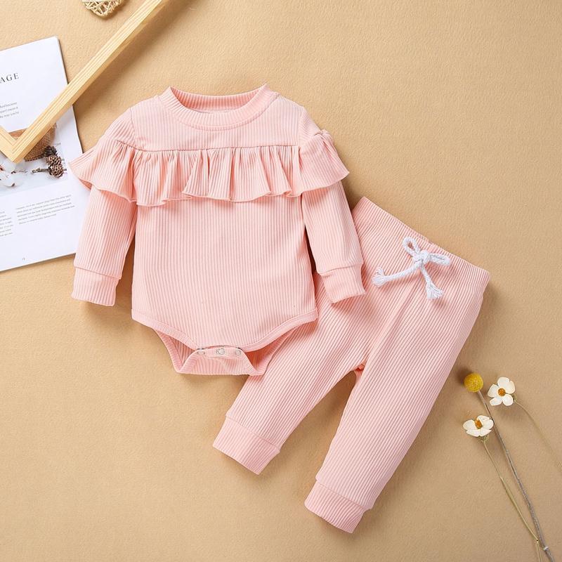 2-piece Solid Bodysuit & Pants for Baby Girl - PrettyKid