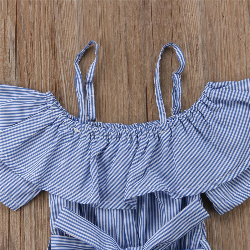 Girls Fashion Striped Suspender Dress - PrettyKid