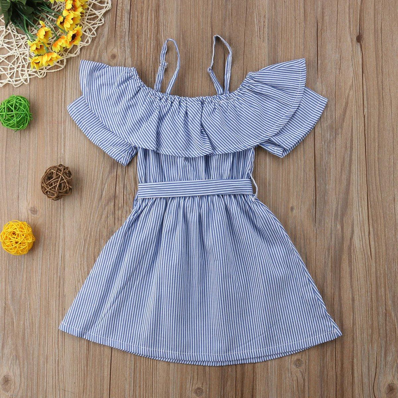 Girls Fashion Striped Suspender Dress - PrettyKid