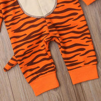 Baby Boys Girls Cartoon Tiger Styling Striped Print Cute Hooded Long Sleeved Jumpsuit - PrettyKid