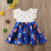 Toddler Girls Polka Dot And Ice Cream Cartoon Print Dress - PrettyKid